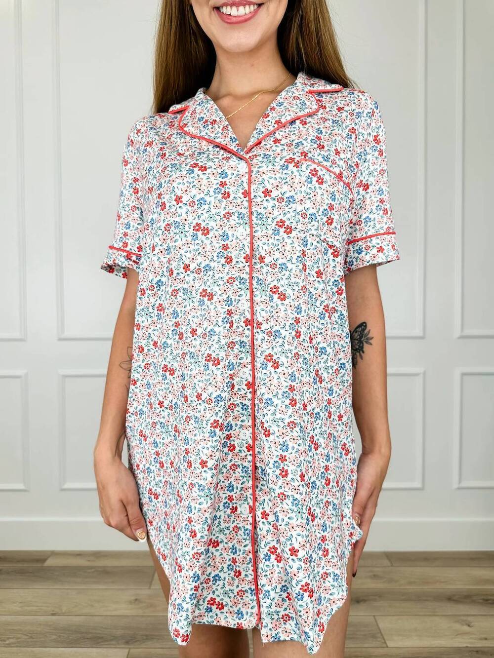 NEW BIRD & CO WHOLESALE TEES counting sheep button up sleep dress in white